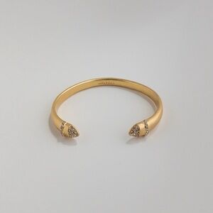 Stella & Dot Ansley Cuff Bracelet Brushed Gold Tone Pave Crystal Rhinestone Open